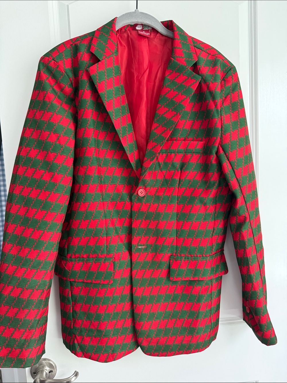 Men's Red and Green Houndstooth Blazer